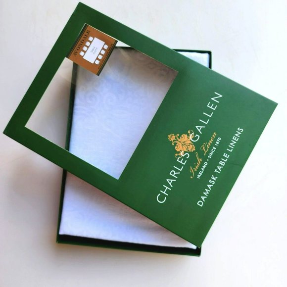 Charles Gallen White Damask Avondale‎ Tablecloth Irish Linen 60x84in - Picture 7 of 14